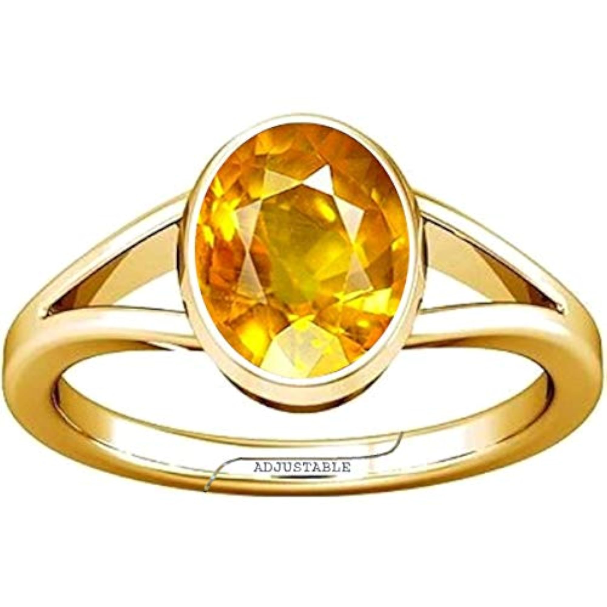 3.25-3.50 Ratti Yellow Sapphire Pukhraj Gemstone Adjustable Ring